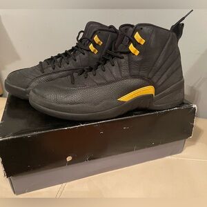 Air Jordan 12 Black Taxi Retro Size 12 Mens Black Yellow Gold Sneakers 2022